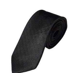 Casual Black Herringbone English Laundry Tie For Men